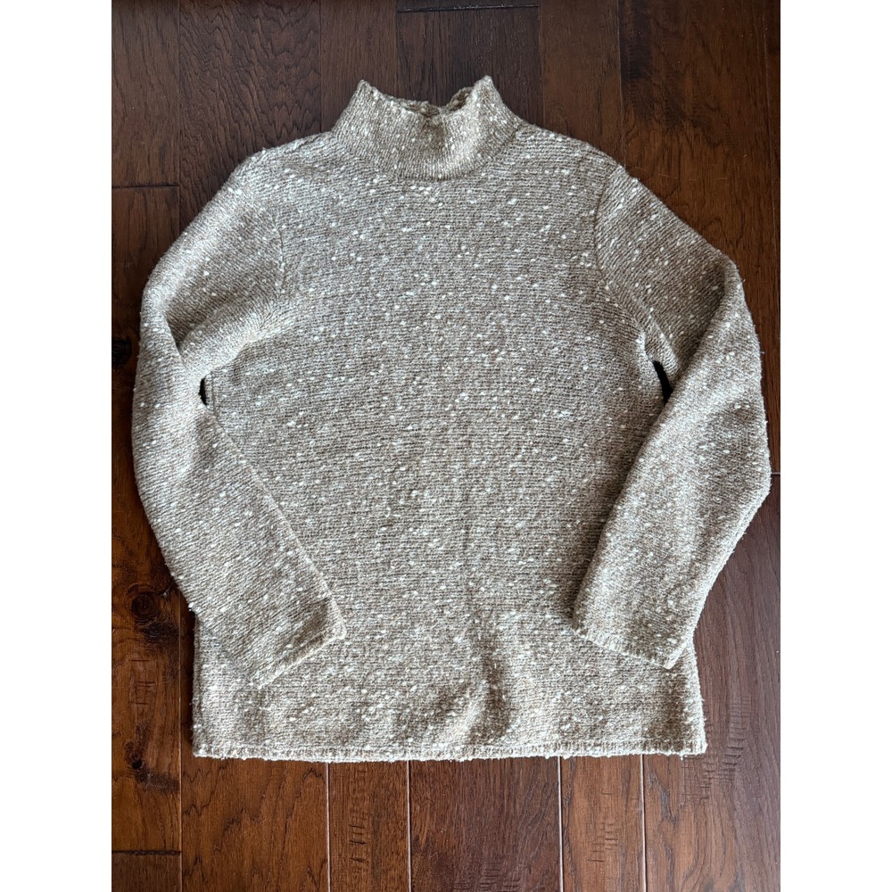 REAL CLOTHES Womens Large Sweater Beige Taupe Textured Knit Mock Neck Cozy Chic